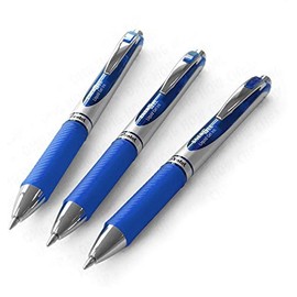 Pentel EnerGel XM BL77 - Retractable Liquid Gel Ink Pen - 0.7mm - 54% Recycled - Blue - Pack of 3