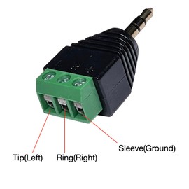 3.5mm Stereo TRS Male Plug to AV Screw Audio Balum Terminal, Solder-Free, Quick Screw Connection for Surveillance and Engineering Projects (4 Pack)