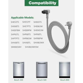 JOVNO Dishwasher Power Cord Compatible with Bosch 00752018 Dishwasher Junction Box Kit Fits Bosch 300 500 800 Series Dishwasher Replace for Bosch SMZPC002UC Plug Power Cord AC Cable Parts