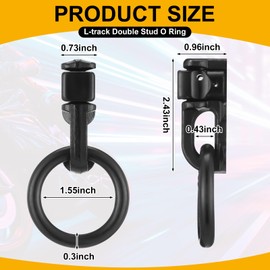 Yaocom 6 Pack L Track Double Stud Tie Down Fitting with O Ring l Track tie Down Hooks L Track Accessories L Track Fitting with O Ring for Truck Bed Trailer Pickup RV, Breaking Load 5000Lbs