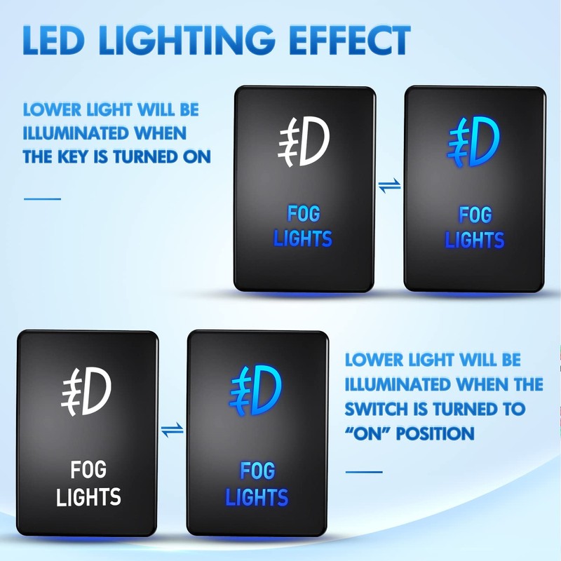 Nilight Fog Lights Push Button Switch 12V ON Off Switch