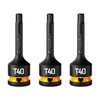 Crosstar 3pc T40 Impact Torx Bit Socket Set, 1/2" Drive