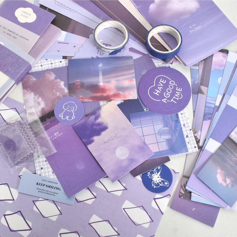 Diary Book Set, Notebook, Cute, Purple, Scrapbooking Kit, Bullet Journal,