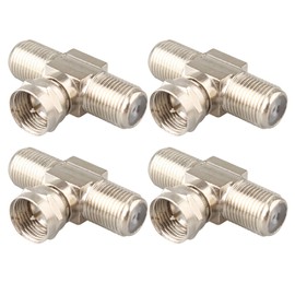 Jopto 4PCS F-Type RG6 Male to 2 Female 3-way Coax Cable Splitter Adapter Connector F Connectors Satellite Cable Connectors Indoor Tv Aerial F Male to 2 F Female Jack RF Coaxial Adapter Connector