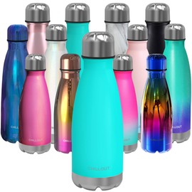 CHILLOUT LIFE Stainless Steel Water Bottle for Kids School: 12 oz Double Wall Insulated Cola Bottle Shape for Cold and Warm Drinks, BPA Free Metal Sports Bottle for Boys, Girls & Women