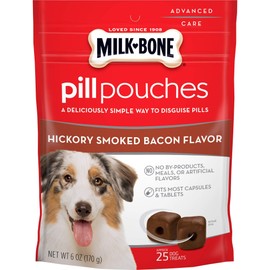 Milk-Bone Pill Pouches Dog Treats, Hickory Smoked Bacon Flavor, 6 Ounces (Pack of 5)