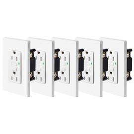 15 Amp GFCI Outlet,NineLLeaf 5PK GFCI Electrical Outlet Receptacles with LED Indicator, Weather Resistant with Wall Plate,Residential & Commercial Grade,Outdoor or Indoor Use,ETL Certified,White