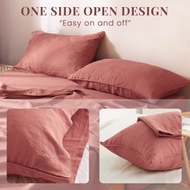 S VICTORY SYMBOL 100% Organic Linen Pillowcases Standard 20x30inch 2 Pack,French Natural Washed Flax Pillow Cases,Clay Linen Pillow Cover,Durable&Breathable Comfortable