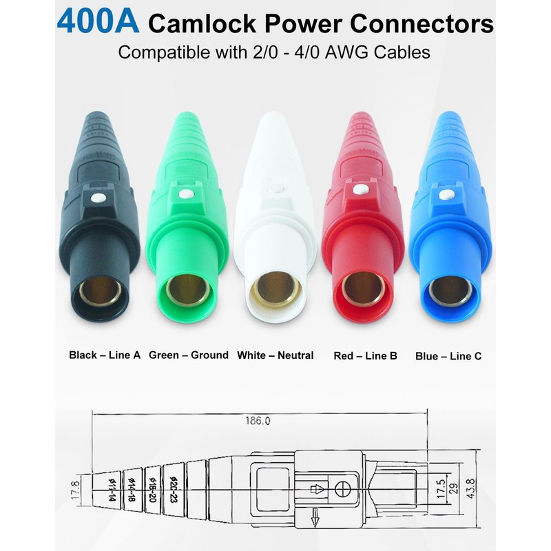 GMKYH CLS40 400A Camlock Connector Set，5 Female Camlok Connector Bundle