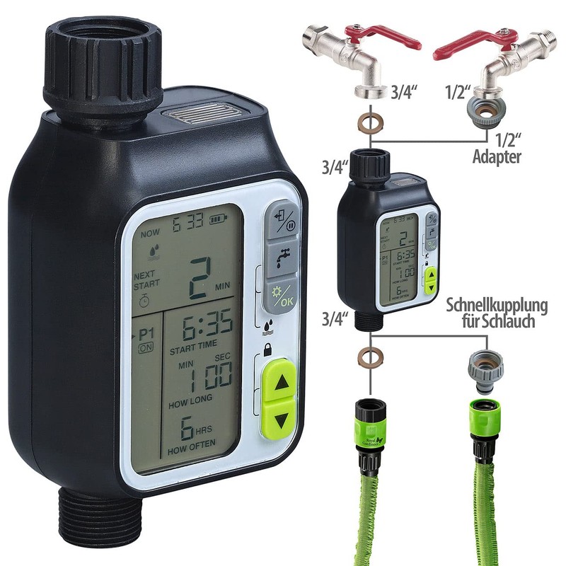 Royal Gardineer Rain Sensor Irrigation: Digital Irrigation Computer with Display