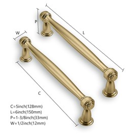 ZAUYX Solid Heavy Duty 2 Pack 5 Inch Hole Center Champagne Bronze Cabinet Pulls Kitchen Cabinet Hardware Kitchen Handles for Cabinets Champagne Brass for Cabinets Dresser Pulls Drawer Pulls