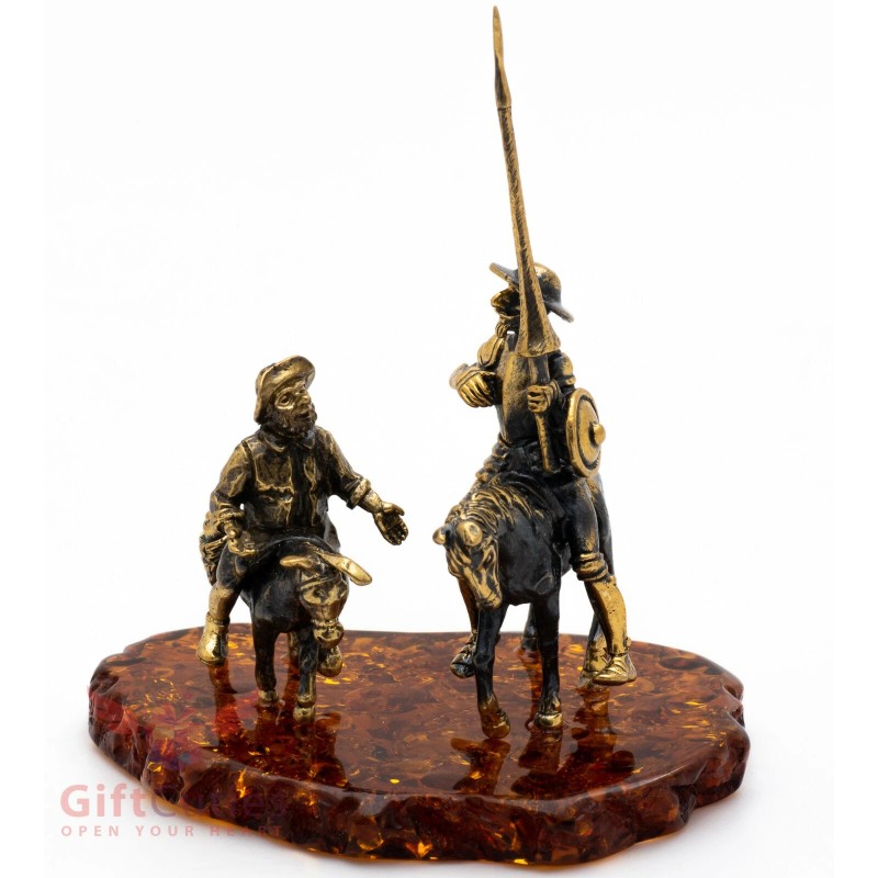 Amber Brass Amber figurine Don Quixote Spanish Knight & Sancho