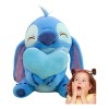Para Bonito Peluche Stitch Angel Abrazando Corazón 45cm Azul