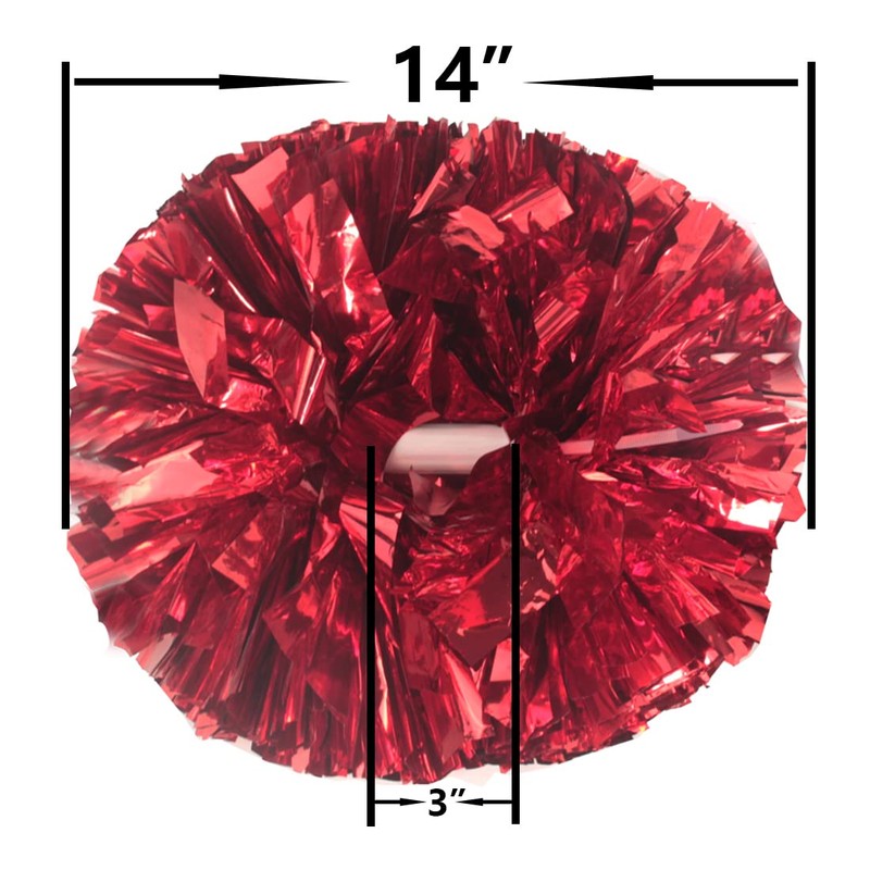 Hooshing 2PCS Red Pom Poms Cheerleading with Baton Handle for