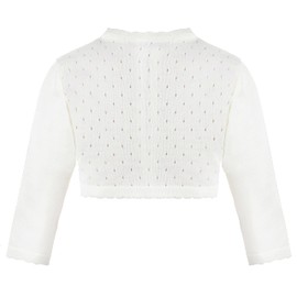 Lilax Baby Girls' Knit Long Sleeve One Button Closure Bolero Shrug 6-9 Months Cream