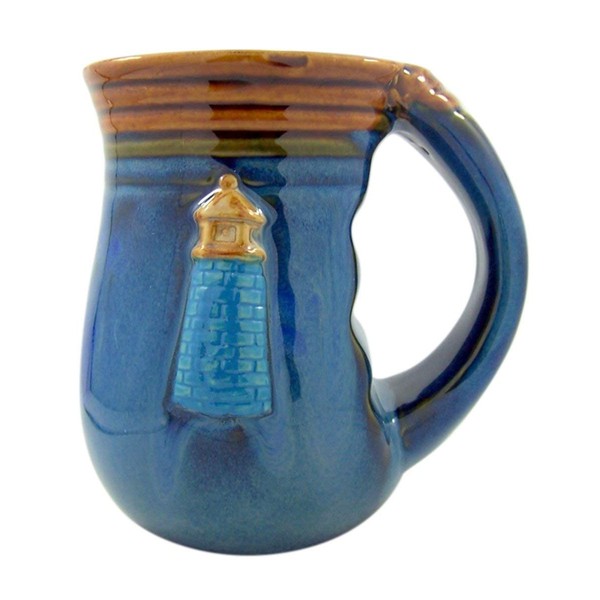 Cape Shore Handwarmer Coffee Cup with Coastal Collage Lighthouse Design,