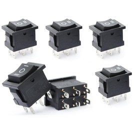 Switian 6 Pieces 6 Pin SPDT On-Off-On 3 Position Rocker Switch AC 6A/250V 10A/125V