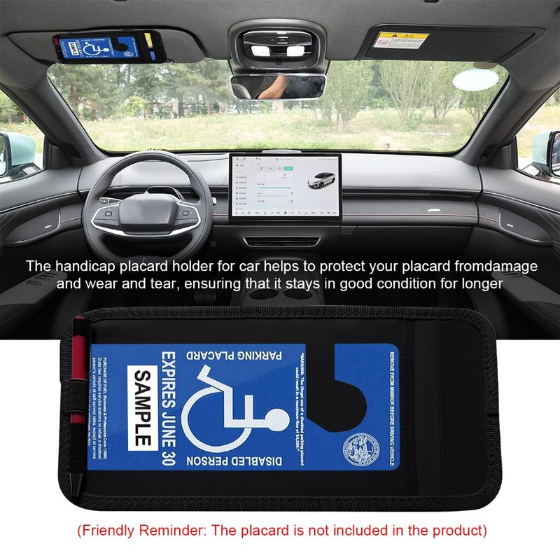 Handicap Placard Holder for Auto, Disabled Parking Permit Sign Protector