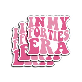 (3 PCS) in My Forties Era Sticker 40th Birthday Sticker Funny Bday Decorate Books Laptop Phone Water Bottles Kindles Stickers Waterproof Vinyl Decals Gifts for Women Girl Mom Grandma Size 3"x2.9" Inch