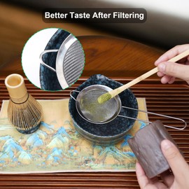 HMAZAE Matcha Whisk Set, 8pcs Ceremonial Grade Matcha Kit with Ceramics Bowl with Spout, Bamboo Whisk with Holder, Stainless Steel Sifter, Gift for Macha Lovers to Enjoy Making Tea