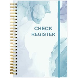 Heveboik Check Registers for Personal Checkbook - 64Sheets / 128Pages Deluxe Checkbook Log, A5 Expense Ledger Book for Personal and Small Business, Blue Watercolor