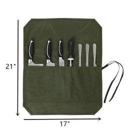 Heavy Duty Waxed Canvas Knife Roll Bag, Portable Chef Knife bag, Waterproof And Durable (Army Green)