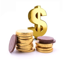 Chocolate Large Half Dollar Coins - 2 Lb (approx 130 Coins) - Packaged in Sealed & Resealable Candy Bag - Classic Novelty Presidential Candy - Patriotic Chocolates