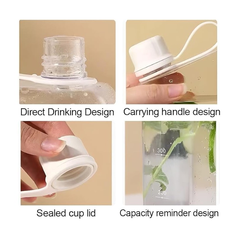 yesSMI 1Pc Slim Square Travel Water Bottle, Flat Drink Cup,