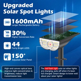 Solar Lights Outdoor, 5 Working Modes Solar Powered Spotlights for Yard, Waterproof Outside Solar Landscape Lights with 3 Color Temperatures, Bright LED Outdoor Lights for Garden Tree Pathway, 4-Pack