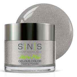 SNS Healthy Natural Nails SNS Nail Dip Powder, Gelous Color Dipping Powder - La Tour Eiffel (Gray/Silver, Shimmer) - Long-Lasting Dip Nail Color Lasts 14 Days - Low-Odor & No UV Lamp Required - 1 OZ