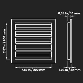Repa Market 8" x 8" Inch Heavy Duty Exhaust Vent with Wire Mesh Screen - Air Intake Wall Louvered Vent Grille - Steel Outdoor HVAC Vent Register - HVAC Crawl Space Durable Air Gable Vent