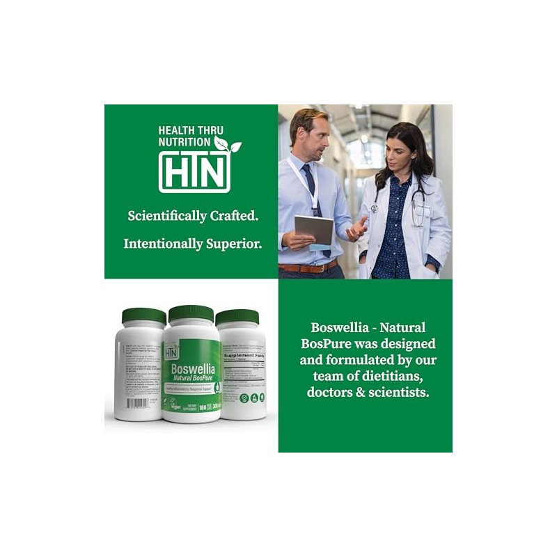 Health Thru Nutrition Boswellia Bospure Non-GMO 300Mg Vege-Capsules, 180 Count
