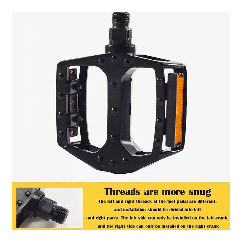 Bicycle Pedals with Reflectors, Lightweight Aluminium Platform, Black