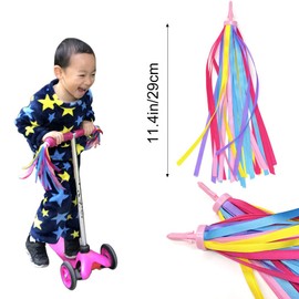 obqo 2 pcs Childrens Bike Streamers Rainbow Bicycle Handlebar Streamers Bike Grips Tassels Ribbons Kids bike Accessories