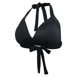 VILOREE Vintage 1950's Rockabilly Women's Bikini Tops Push Up Halterneck Non-Wired, Black 2