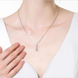 Aprila Women Infinity Necklace 925 Sterling Silver Twist Pendant with Chain 5A Cubic Zirconia April Birthstone Jewelry