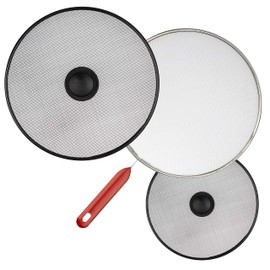 Cooking Oil Pan Cover - Set of 3: 8.2", 11.4" and 11.4" - Grease Stainless Steel Splatter Screen - Skillet Splash Guard Cover for Frying Pan