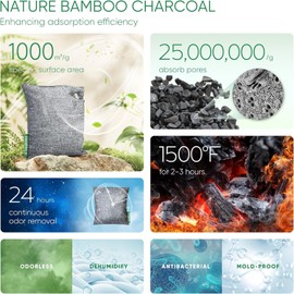 JAFEN-5 bolsas purificadoras - Carbón activado 100% biodegradable - Bambú - Remueve malos olores, Ideal para closets, zapatos, baños, lockers, coches y más