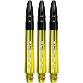 Mission Darts Sabre Shafts | Durable Polycarbonate Stems with Black Aluminium Top | 1 Set of 3 Shafts | Yellow | Tweenie (S1561)