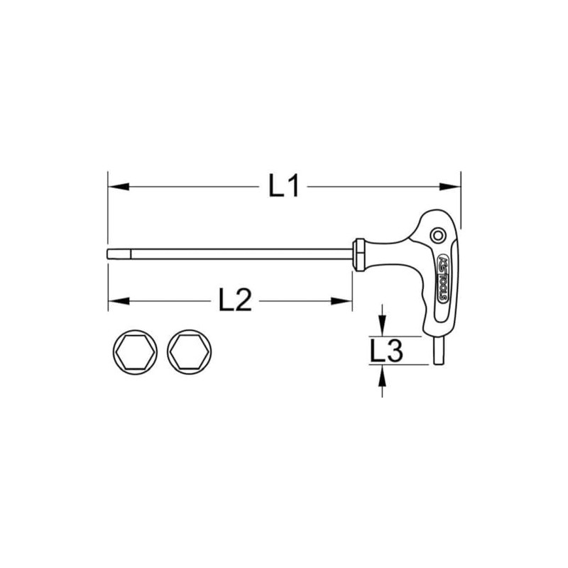 KS Tools 151.2845 T-Handle hex Key Wrench, 9/64"