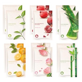 Mascarilla Facial Orgánica De Plantas Y Frutas Naturales(12 Unidades) Hidratante Calmante Y Sin Crueldad Animal Mascarilla Facial De Papel Cuidado De 