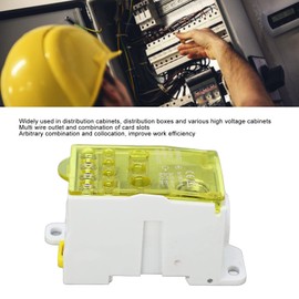 Greensen Terminal Block Distribution Box, DIN Rail Main Line Universal Power Distribution 690 V 400 A with Fireproof Shell, Brass Connector for High Conductivity (Yellow)