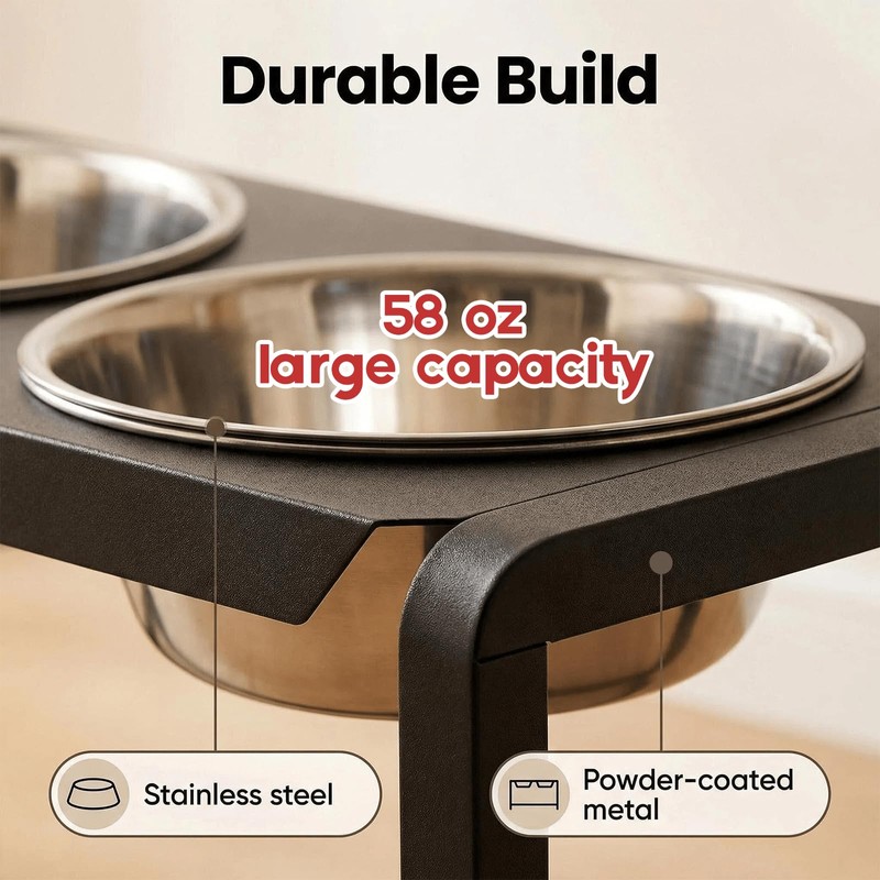 Flodomix Metal Elevated Dog Bowls, Raised Dog Bowls for Medium/Large