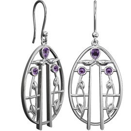 CHARLES RENNIE MACKINTOSH Silver Earrings - Music. Jewellery gift box included. 182AM