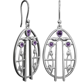 CHARLES RENNIE MACKINTOSH Silver Earrings - Music. Jewellery gift box included. 182AM