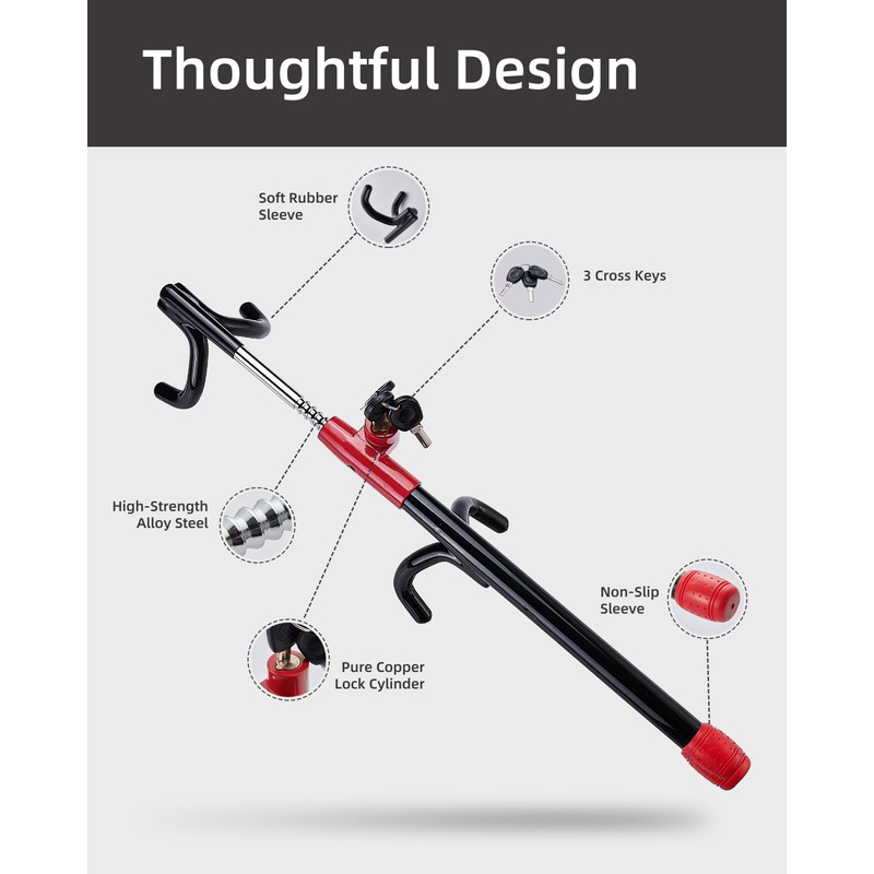 Dodomes Steering Wheel Lock Anti-Theft Heavy Duty Secure Car Device,