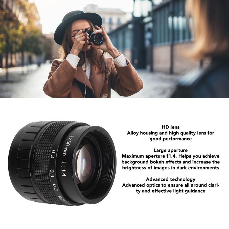 50mm Manual Focus Prime Lens F1.4 C 2/3inch Large Aperture
