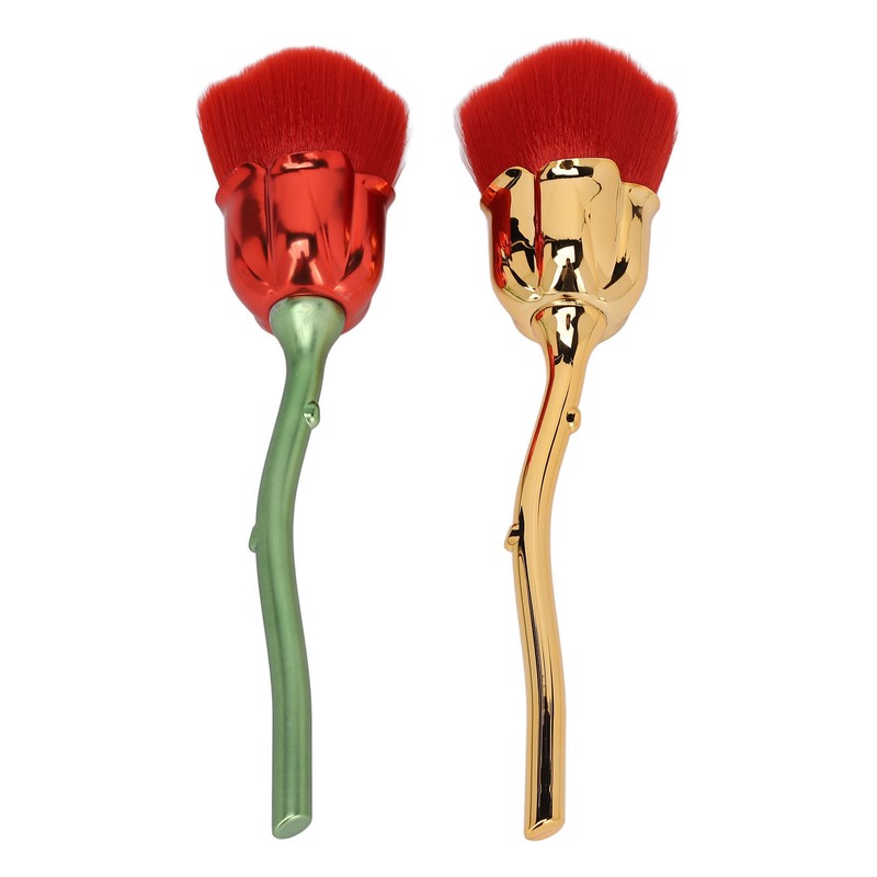 2pcs Rose Shape Nail Brush Dust Removal Thickened Die Cast