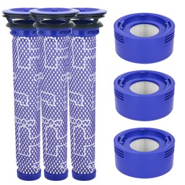 Diymoll Filter f1r Dyson V8 V7 Ersatzfilter und Vorfilter f1r Dyson V8 V7 Animal Motorhead Absolute Cordless Staubsauger,3 Nachmotor Filter & 3 Vorfilter,Ersatzfilter Ersatzteile Zubeh?r mit Reinigungsb1rste