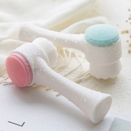 2 Colors Double-Sided Silicone Facial Cleanser Face Wash Blackhead Remover Deep Cleaning Soft Fiber Brush Massager Tools